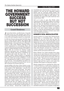 The Howard Government Success but Not Succession