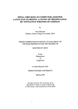 Spell Checking in Computer-Assisted Language Learning: a Study of Misspellings by Nonnative Writers of German