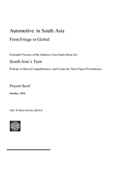 Automotive in South Asia from Fringe to Global