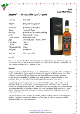 Speymalt – by Macallan Aged 14 Years