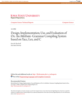 An Attribute- Grammar Compiling System Based on Yacc, Lex, and C Kurt M