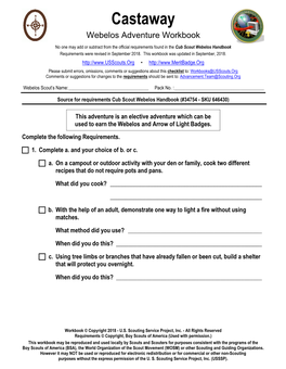 Castaway Webelos Adventure Workbook