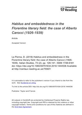 The Case of Alberto Carocci (1926-1939)