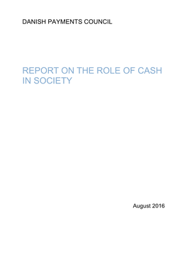 Report on the Role of Cash in Society