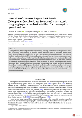 Disruption of Coniferophagous Bark Beetle (Coleoptera: Curculionidae: Scolytinae) Mass Attack Using Angiosperm Nonhost Volatiles: from Concept to Operational Use