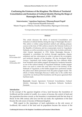 Confirming the Existence of the Kingdom: the Efforts of Territorial Consolidation and Formation of Cultural Identity During