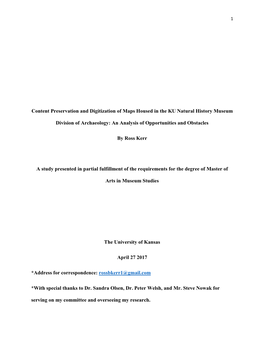 Content Preservation and Digitization of Maps Housed in the KU Natural History Museum Division of Archaeology: an Analysis of Op