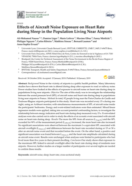 Effects of Aircraft Noise Exposure on Heart Rate During Sleep in the Population Living Near Airports