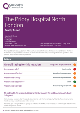 The Priory Hospital North London Newapproachcomprehensive Report