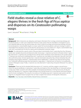 Field Studies Reveal a Close Relative of C. Elegans Thrives in the Fresh Figs