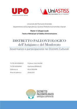 DISTRETTO PALEONTOLOGICO Dell'astigiano E Del Monferrato