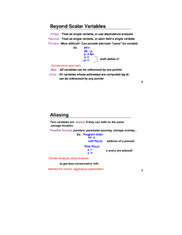 Aliases, Intro. to Optimization