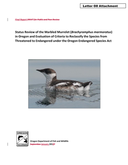 Status Review of the Marbled Murrelet (Brachyramphus Marmoratus)