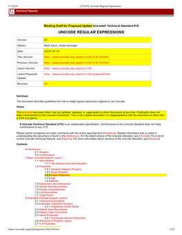 Unicode Regular Expressions Technical Reports