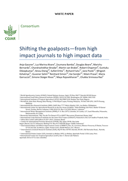 Shifting the Goalposts—From High Impact Journals to High Impact Data
