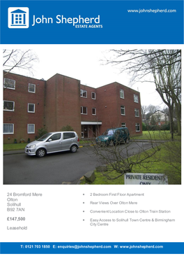 24 Bromford Mere Olton Solihull B92 7AN £147,500 Leasehold
