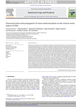 Characterization and Propagation of Some Medicinal Plants in the Central-South Region of Chile