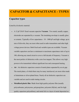 Capacitor & Capacitance