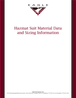 Hazmat Suit Material Data and Sizing Information