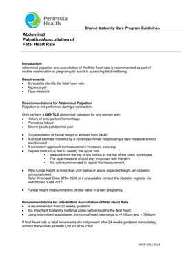 Abdominal Palpation/Auscultation of Fetal Heart Rate