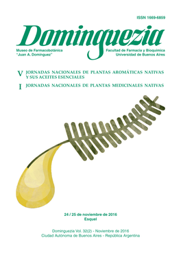 V Jornadas Nacionales De Plantas Aromáticas Nativas Y Sus Aceites Esenciales I Jornadas Nacionales De Plantas Medicinales Nativas