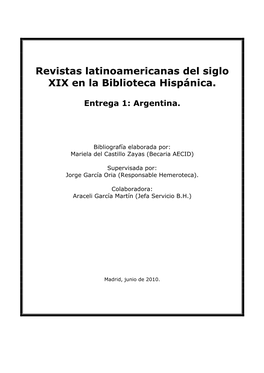Revistas Latinoamericanas Del Siglo XIX En La Biblioteca Hispánica