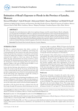 Estimation of Road's Exposure to Floods in the Province of Larache