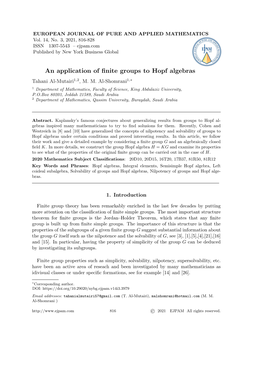 An Application of Finite Groups to Hopf Algebras