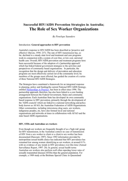 The Role of Sex Worker Organizations