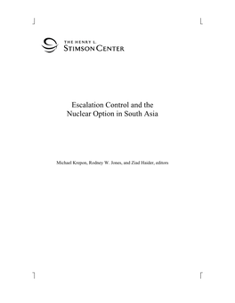 Escalation Control and the Nuclear Option in South Asia