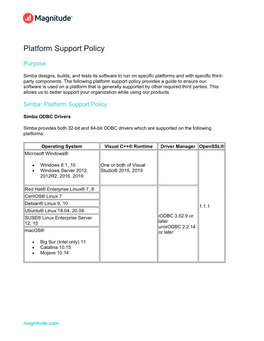 Platform Support Policy