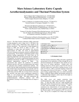 Mars Science Laboratory Entry Capsule Aerothermodynamics and Thermal Protection System