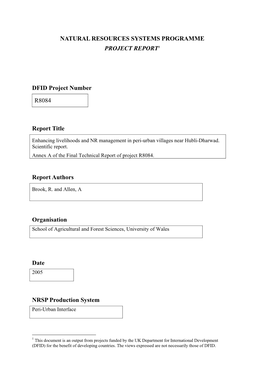 Natural Resources Systems Programme Project Report1