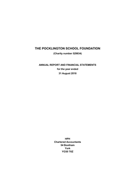 THE POCKLINGTON SCHOOL FOUNDATION (Charity Number 529834)