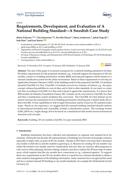Requirements, Development, and Evaluation of a National Building Standard—A Swedish Case Study
