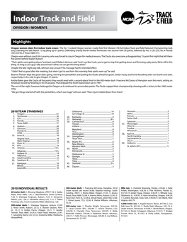 Indoor Track and Field DIVISION I Women’S