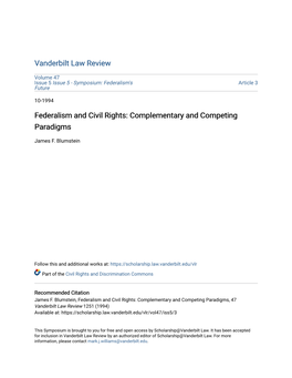 Federalism and Civil Rights: Complementary and Competing Paradigms