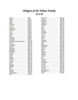 Pedigree of the Wilson Family N O P