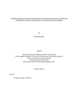 Thermal Behavior Characterization of a Sugar-Based Model System and Commercial Confections Across the Stages of Sugar Cooking