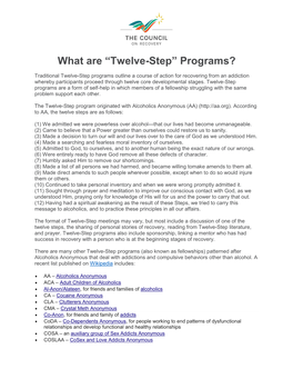 What Are “Twelve-Step” Programs?