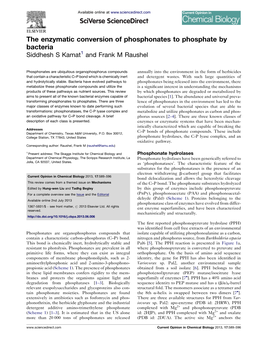 The Enzymatic Conversion of Phosphonates to Phosphate by Bacteria