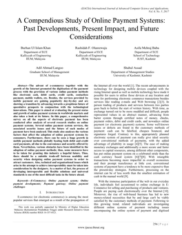 A Compendious Study of Online Payment Systems: Past Developments, Present Impact, and Future Considerations