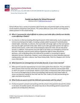 Family Law Basics for School Personnel November 2019