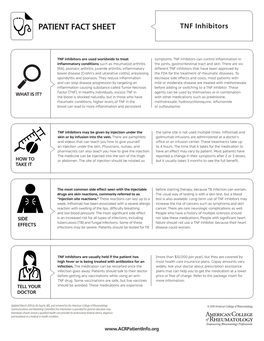 PATIENT FACT SHEET TNF Inhibitors