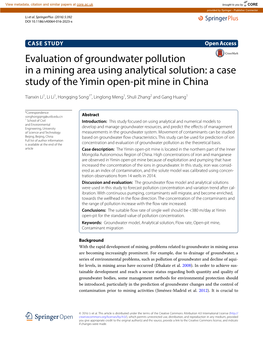 Evaluation of Groundwater Pollution in a Mining Area Using Analytical Solution: a Case Study of the Yimin Open‑Pit Mine in China