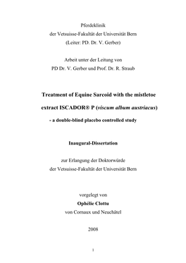 Treatment of Equine Sarcoid with the Mistletoe Extract ISCADOR® P