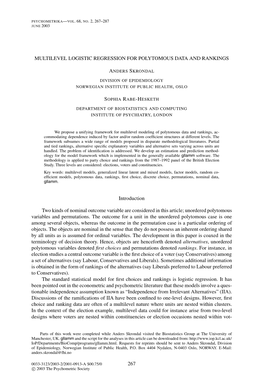 Multilevel Logistic Regression for Polytomous Data and Rankings