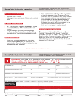 Kansas Voter Registration Form