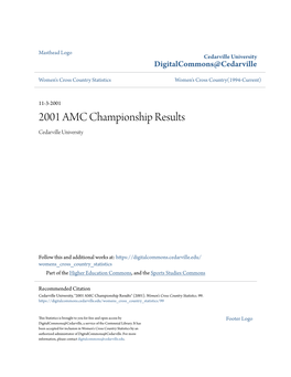 2001 AMC Championship Results Cedarville University