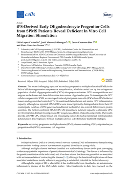 Ips-Derived Early Oligodendrocyte Progenitor Cells from SPMS Patients Reveal Deﬁcient in Vitro Cell Migration Stimulation